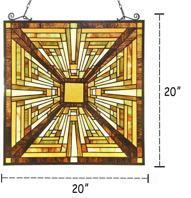 Capulina Stained Glass Window Hanging Panels Mission Elegant Style Suncatcher with Chain for Home Decor Gifts - Image 2